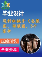 送料機(jī)械手（總裝圖，部裝圖，5個(gè)零件圖，設(shè)計(jì)說明書）